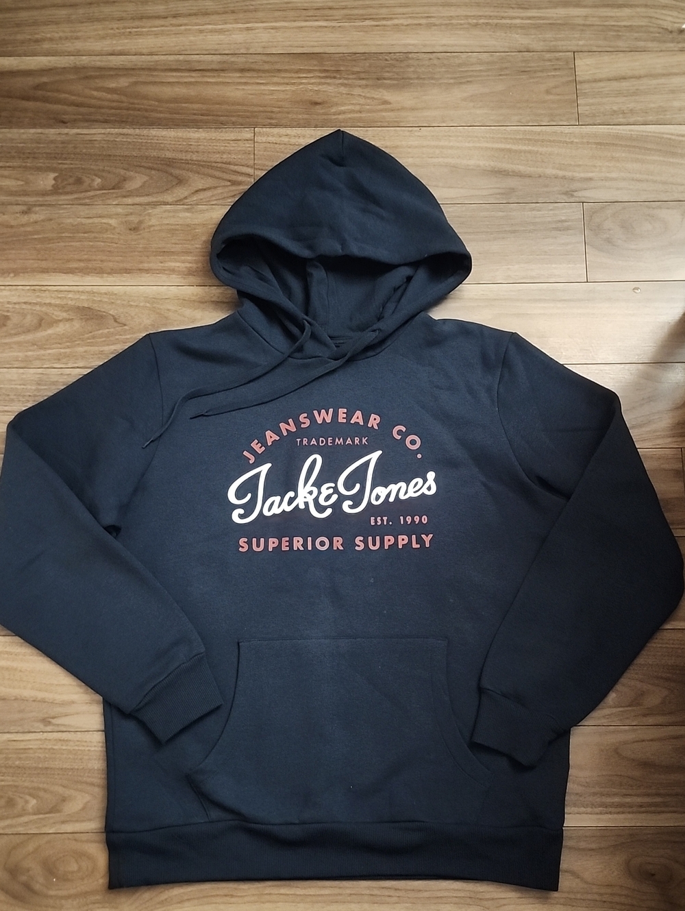 Jack & Jones Men's Navy Hoodie with Logo Print